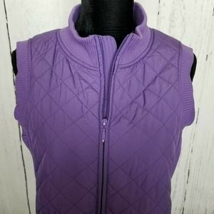 Pendleton Vest Purple Pockets Full Zip Quilted